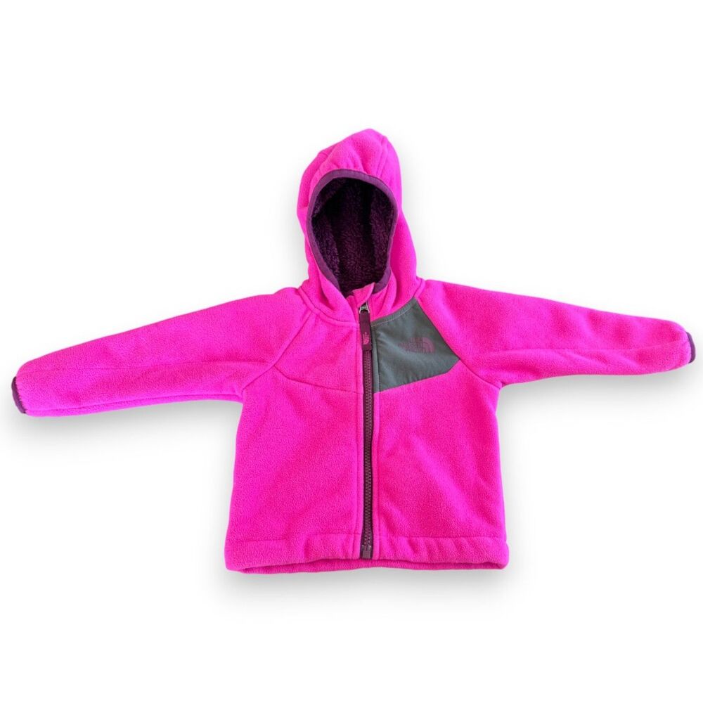 The North Face Fleece/Sherpa Linked Warm Baby Jacket 6-12 Months Hot Pink Gray